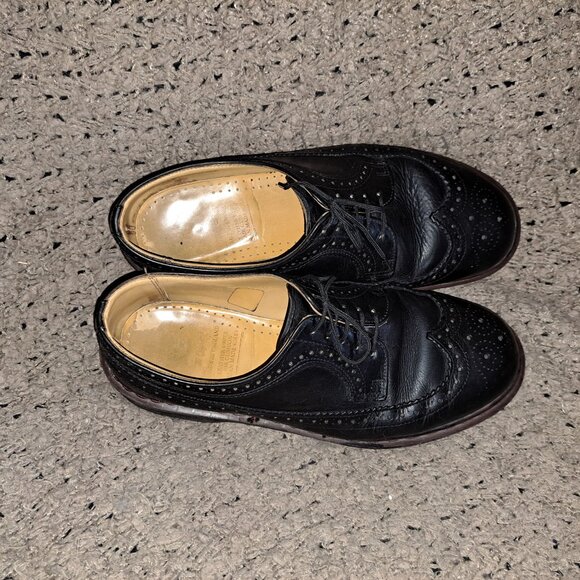 VINTAGE DR MARTENS-3989/59-Black Leather Brogues-Made in England-Sz 9 UK-EX - Picture 8 of 9